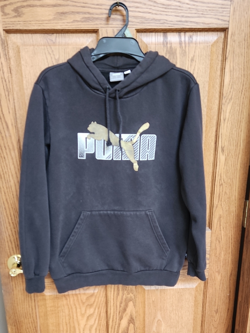 Puma Black Hoodie with Metallic Gold Logo